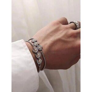 Floral Silver Bracelet for Men